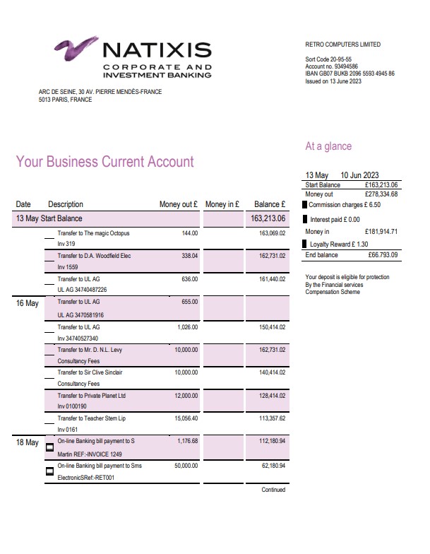 Modèle de relevé bancaire de justificatif de domicile de la banque Natixis Algérie au format Word et PDF
